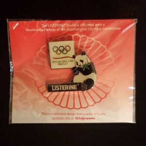 Listerine Panda Metal Enamel Pin Official Oral Care Product of the 1996 Olympics